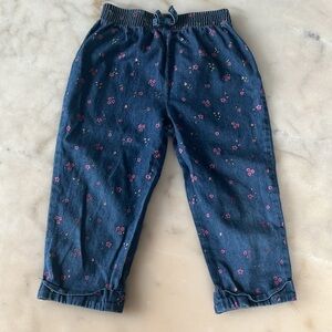 Old Navy Blue Denim Floral Toddler Girl 2T Pants